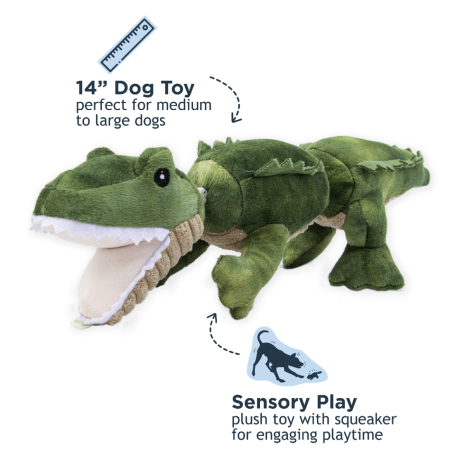 TALL TAILS®  Jointed Plush Alligator with Squeaker Dog Toy