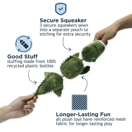 TALL TAILS®  Jointed Plush Alligator with Squeaker Dog Toy