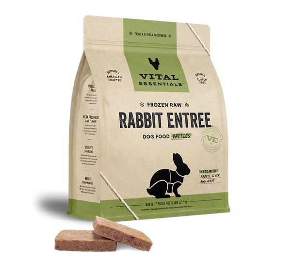 VE - Frozen Rabbit Entree Dog Raw Food - Patties (Raw)