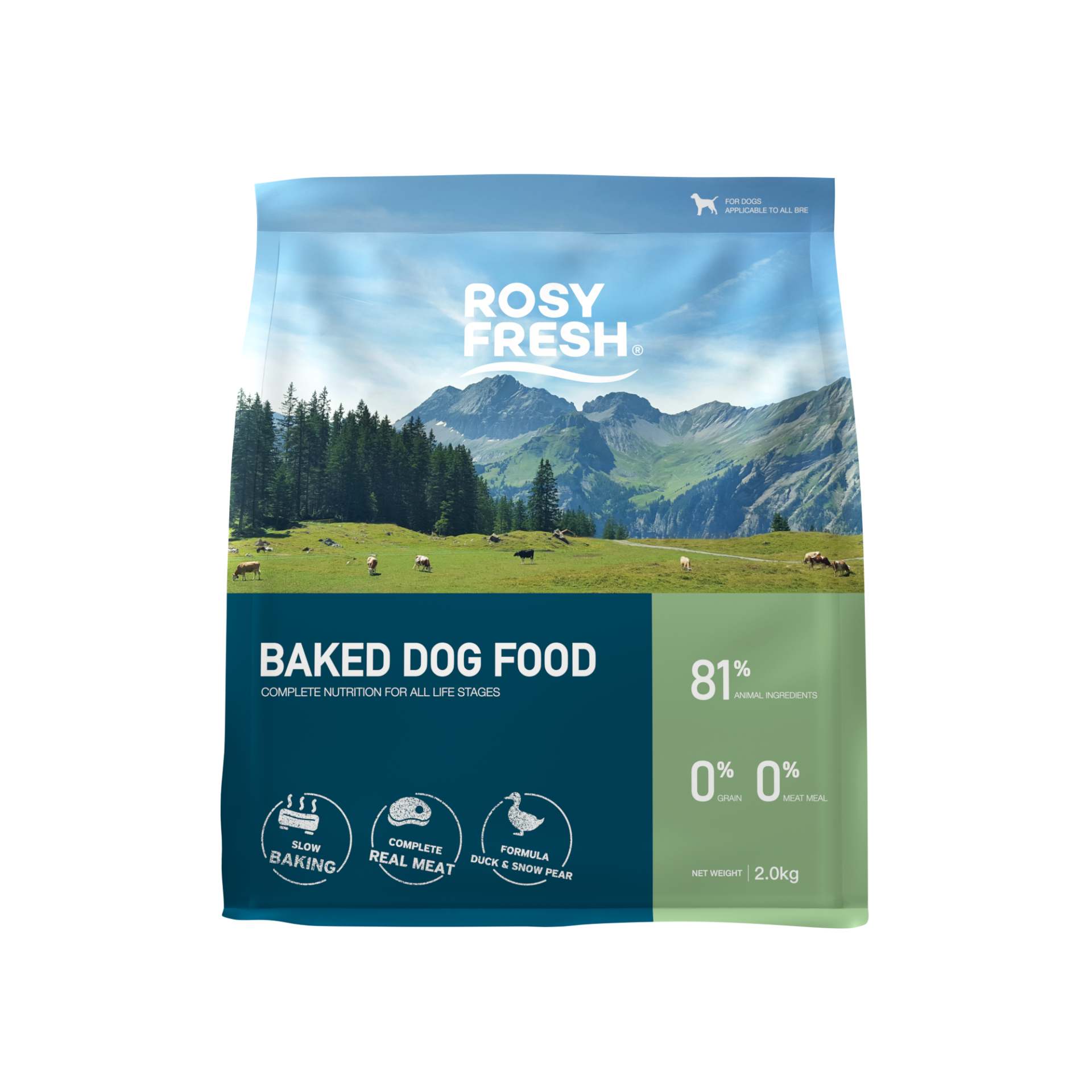 Rosy Fresh Baked Dog Food for All Life Stages-Duck&Snow Pear Fomula 2kg