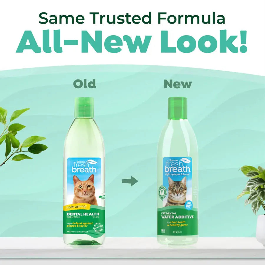 TropiClean Fresh Breath Dental Health Solution Oral Care Water Additive for Cats 16oz by TropiClean