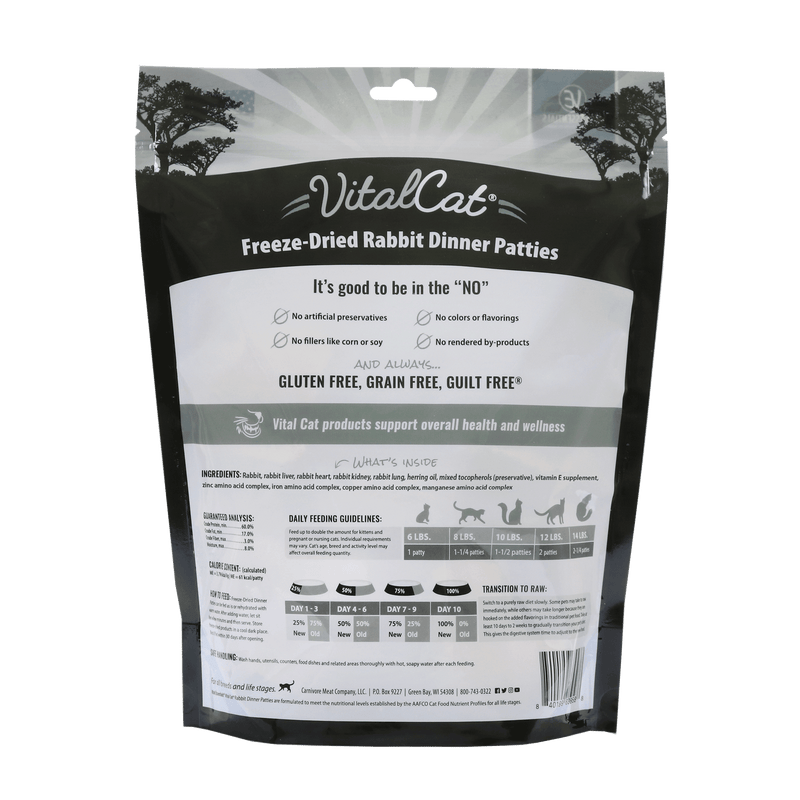 VitalCat - Rabbit Dinner Patties Freeze-Dried Grain Free Cat Food