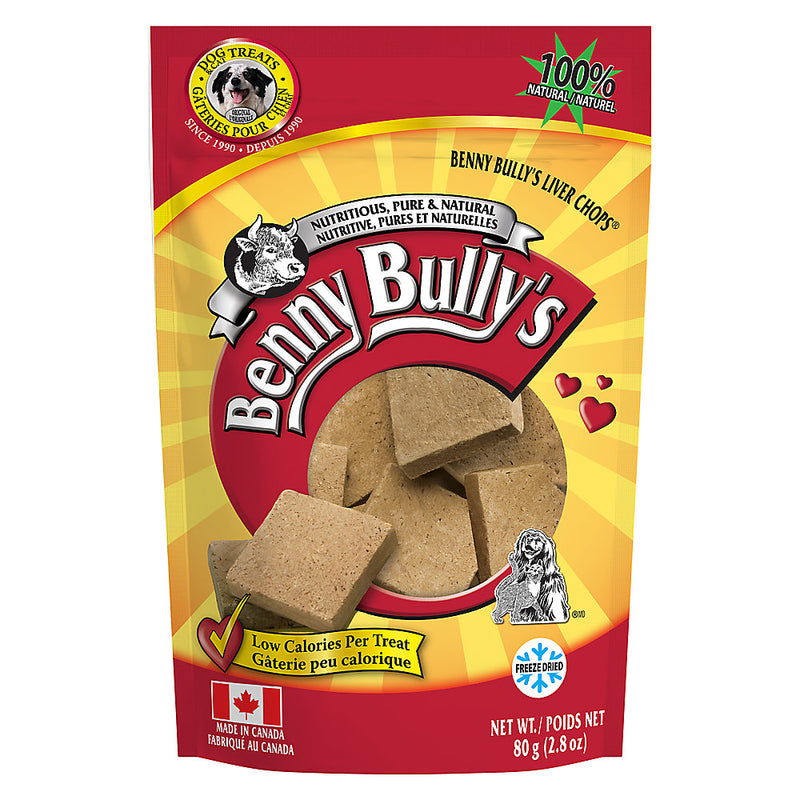 Benny Bully's Liver Chops Dog Treat - Natural, Beef Liver 80g