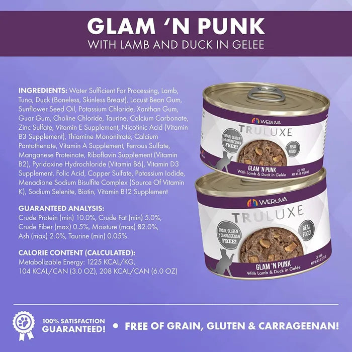 Weruva Truluxe- Glam 'N Punk with Lamb and Duck in Gelée (3.0 oz Can)