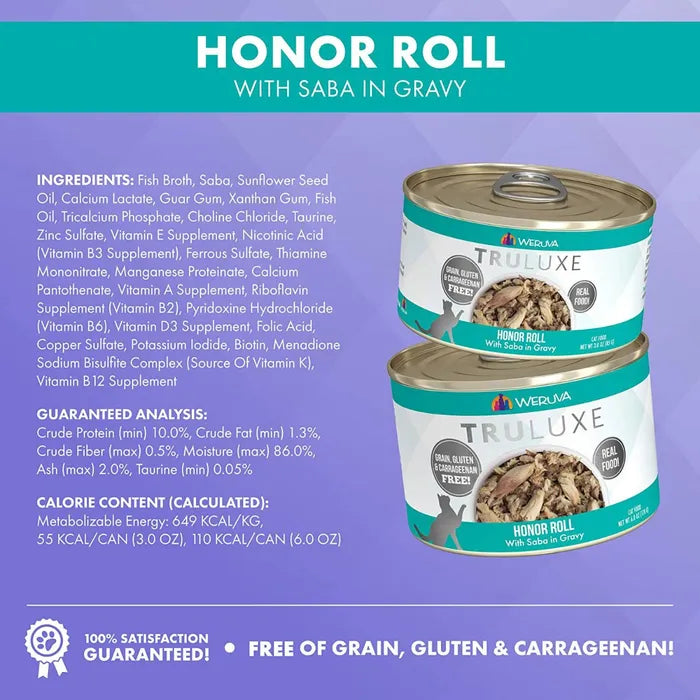 Weruva Truluxe - Honor Roll with Saba in Gravy (3.0 oz Can)